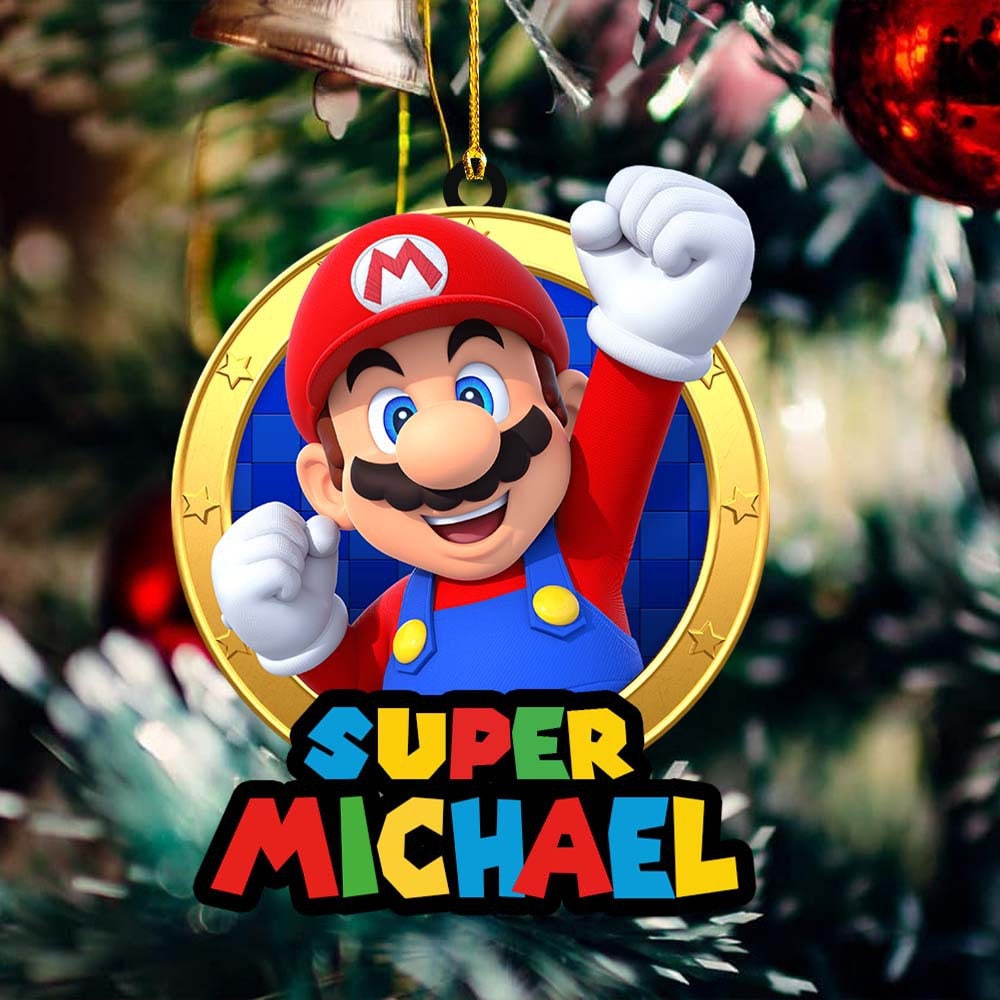 Personalized Super Mario Christmas Ornament, Custom Super Mario Ornament, Christmas Ornament For Kid, Super Mario Gamer Kid Gifts - 1.jpg