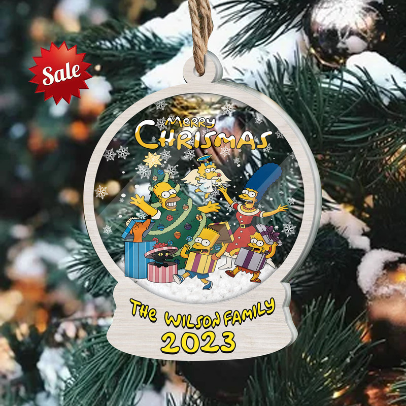 Personalized The Simpsons Family Ornament, 4D Custom The Simpsons Christmas Ornament, The Simpsons Group, Family Christmas 2023 Ornament - 1.jpg