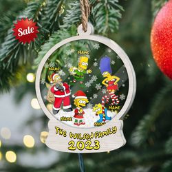 personalized the simpsons family ornament, 4d custom the simpsons christmas ornament, the simpsons group
