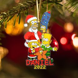 personalized the simpsons family ornament, custom the simpsons christmas ornament, the simpsons group