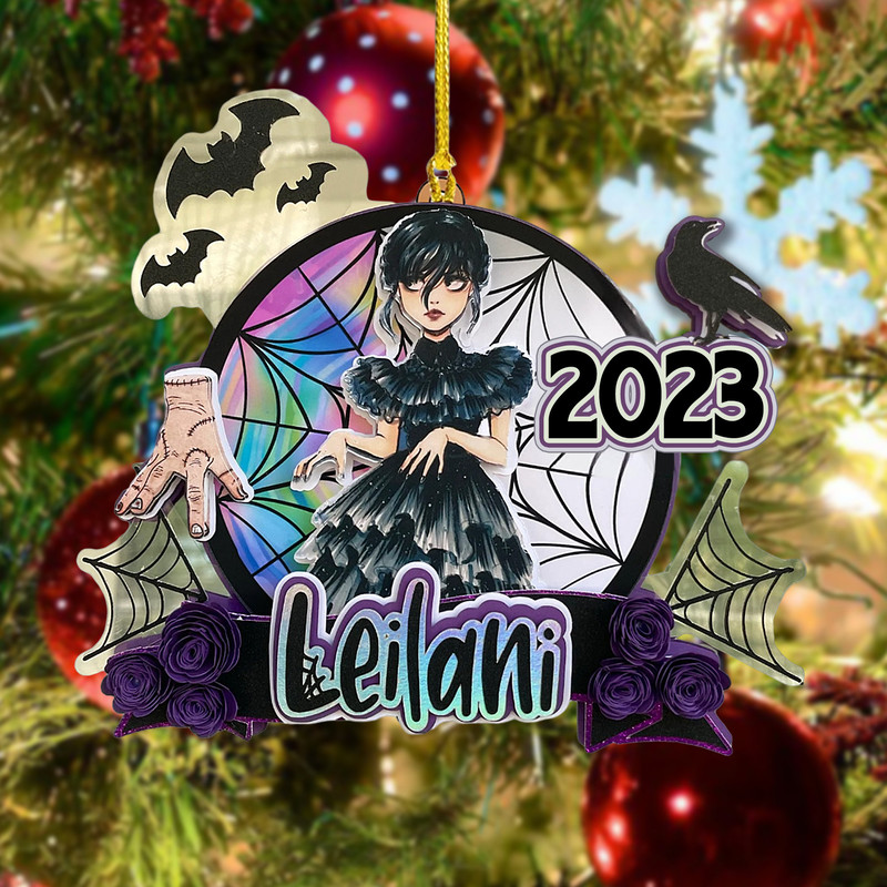 Personalized Wednesday Addams Ornament, The Addams Christmas Ornament, Ophelia Hall Window Ornament, Stained Glass Window Ornament - 1.jpg