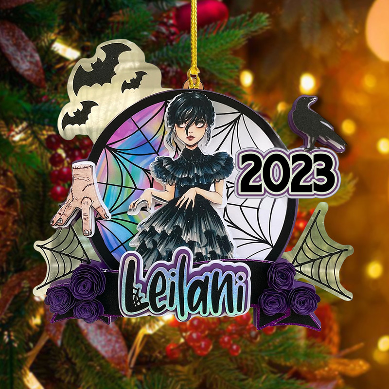 Personalized Wednesday Addams Ornament, The Addams Christmas Ornament, Ophelia Hall Window Ornament, Stained Glass Window Ornament - 2.jpg