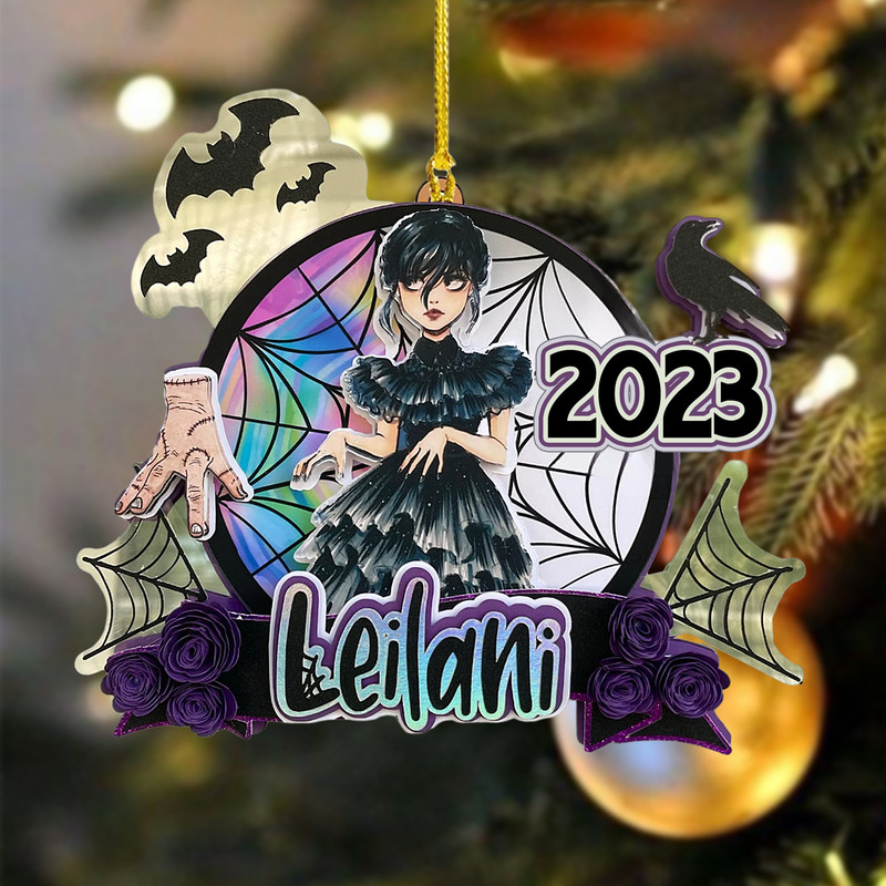 Personalized Wednesday Addams Ornament, The Addams Christmas Ornament, Ophelia Hall Window Ornament, Stained Glass Window Ornament - 3.jpg