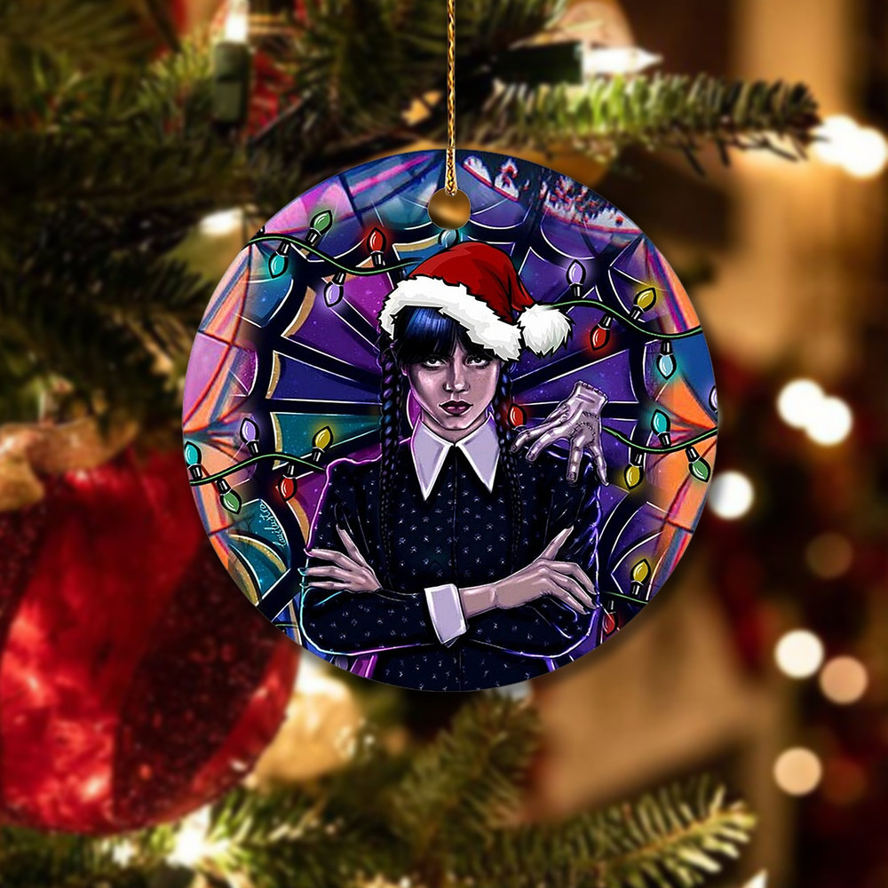 Personalized Wednesday Addams Ornament, The Addams Christmas Ornament, Ophelia Hall Window Ornament, Stained Glass Window Ornament - 1.jpg