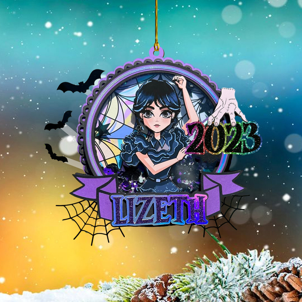 Personalized Wednesday Addams Ornament, The Addams Christmas Ornament, Ophelia Hall Window Ornament, Stained Glass Window Ornament - 2.jpg