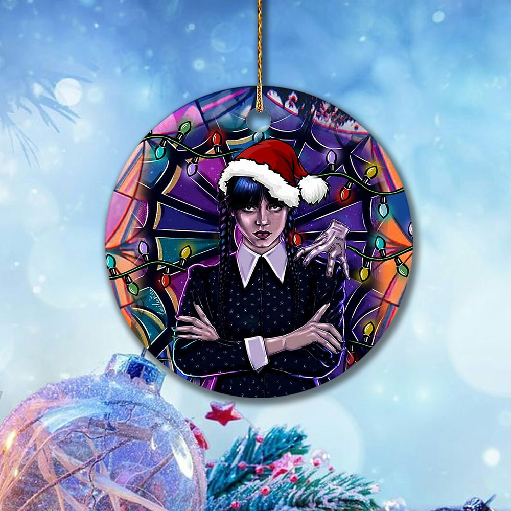 Personalized Wednesday Addams Ornament, The Addams Christmas Ornament, Ophelia Hall Window Ornament, Stained Glass Window Ornament - 3.jpg
