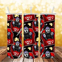 ghost face halloween tumbler png, 3d tumbler wrap, straight design 20oz/ 30oz skinny tumbler png, instant download