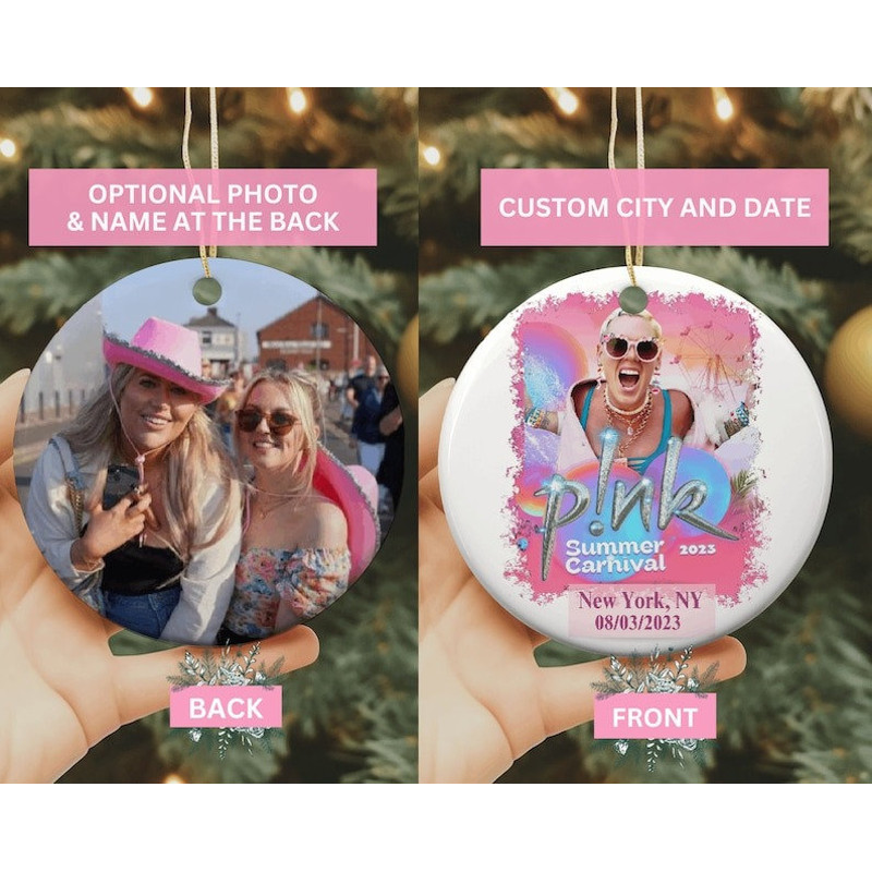 Custom Pink Christmas Ornament, Personalized Concert Tour Keepsake, Christmas Gift for Fans, Memorabilia Remembrance Tree Decor Summer Decor - 1.jpg