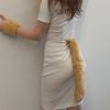 tail made of faux fur for a party, festival, cosplay, masquerade.