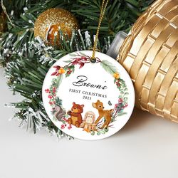 Baby First Christmas Decoration, Woodland Animals Baby Christmas Ornament