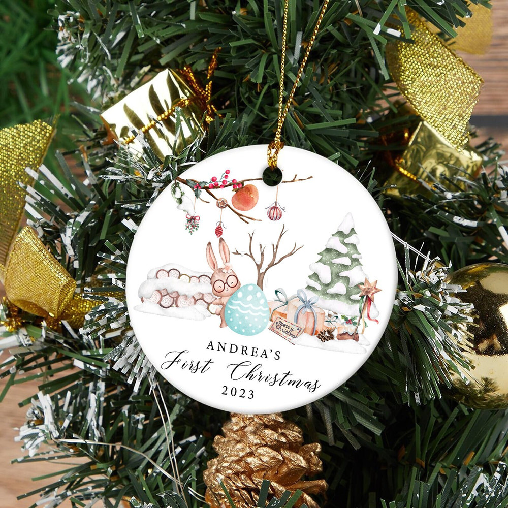 Baby's First Christmas Rabbit Bauble, Personalized Baby's 1st Christmas Ornament, Baby Christmas Decoration, Xmas Tree Decor, New Baby Gift - 1.jpg