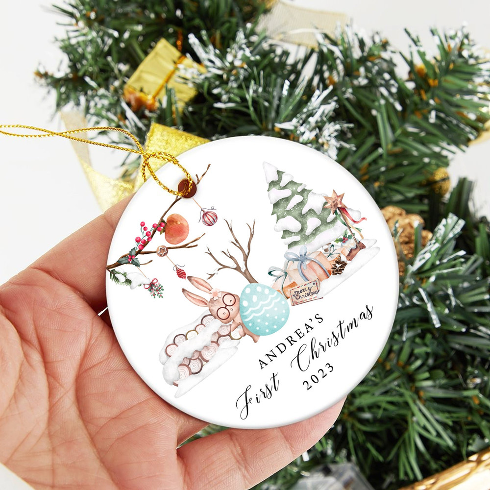 Baby's First Christmas Rabbit Bauble, Personalized Baby's 1st Christmas Ornament, Baby Christmas Decoration, Xmas Tree Decor, New Baby Gift - 5.jpg