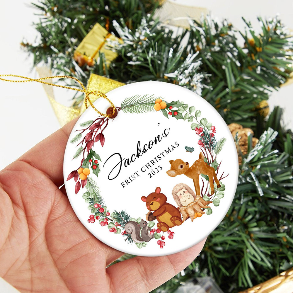 Custom Baby First Christmas Bauble,Baby 1st Christmas Ornament,Personalized Baby Christmas Decoration Jungle Animals,Newborn Christmas Gift - 1.jpg
