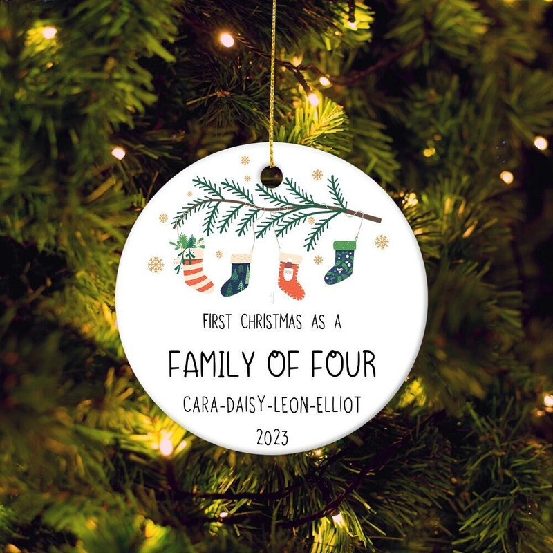 Custom Family of 3 Christmas Ornament, Personalized First Christmas as a Family of 4 Bauble, Hanging Stockings Ornament Christmas Decoration - 1.jpg