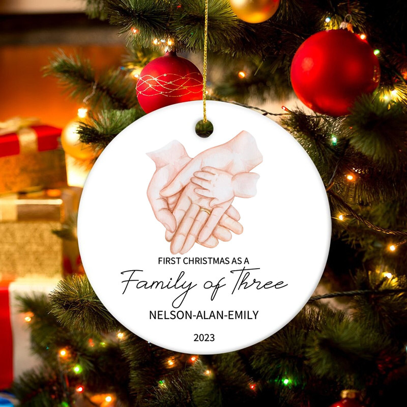 Custom Family of 3 Christmas Ornament,New Parents Christmas Decoration,Personalized First Christmas as a Family of 3 Bauble,New Baby Bauble - 2.jpg
