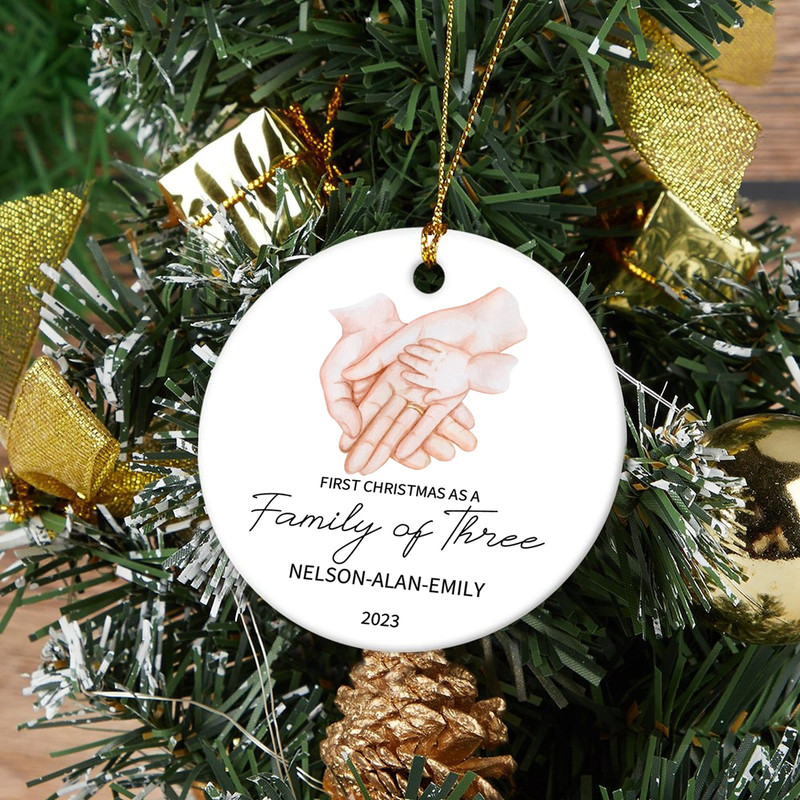 Custom Family of 3 Christmas Ornament,New Parents Christmas Decoration,Personalized First Christmas as a Family of 3 Bauble,New Baby Bauble - 3.jpg