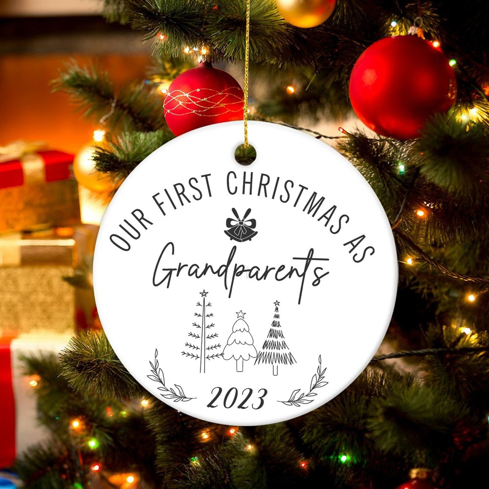 FirstSecond Christmas As Grandparents Bauble, Custom Christmas Tree Decoration, 1st Christmas as GrandadGrandma Ornament, Xmas Keepsake - 2.jpg