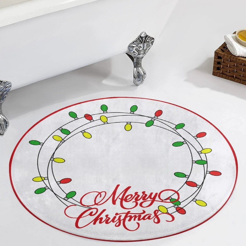 Merry Christmas Round Carpet, Christmas Decoration For Living Room, Home Decor Rug, New Year Gift, Housewarming Gift, Gift For Friend, Mat - 1.jpg