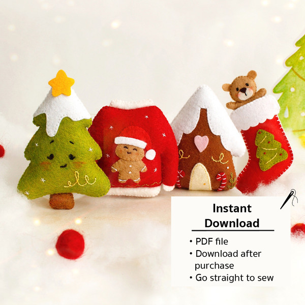 Information about felt Christmas garland PDF tutorial with patterns