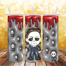 chibi michael myers tumbler png, 3d halloween tumbler, straight design 20oz/ 30oz skinny tumbler png, instant download