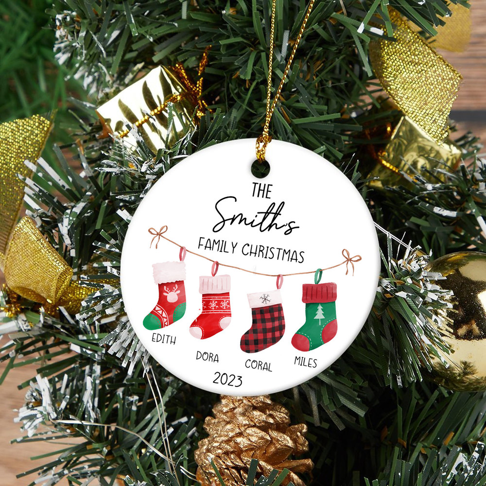 Personalized Family Christmas Ornament, Hanging Stockings Ornament, Custom Christmas Bauble, Family Gift, First Christmas Family Decoration - 4.jpg