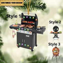 bbq grill outdoor barbecue pit backyard meat cooker smoker, personalized bbq ornament