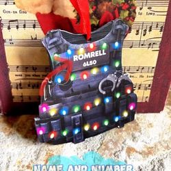 custom police vest light shape ornament, custom police vest bulletproof jacket flat ornament