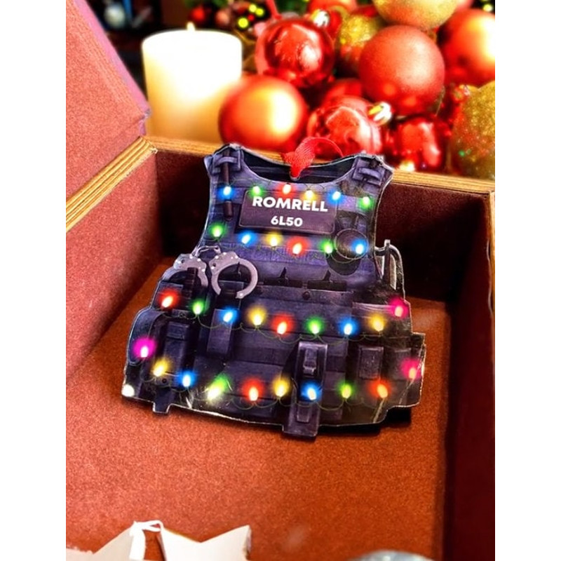 Custom Police Vest Light Shape Ornament, Custom Police Vest Bulletproof Jacket Flat Ornament, Christmas Ornament, Police Outfit Ornament - 4.jpg