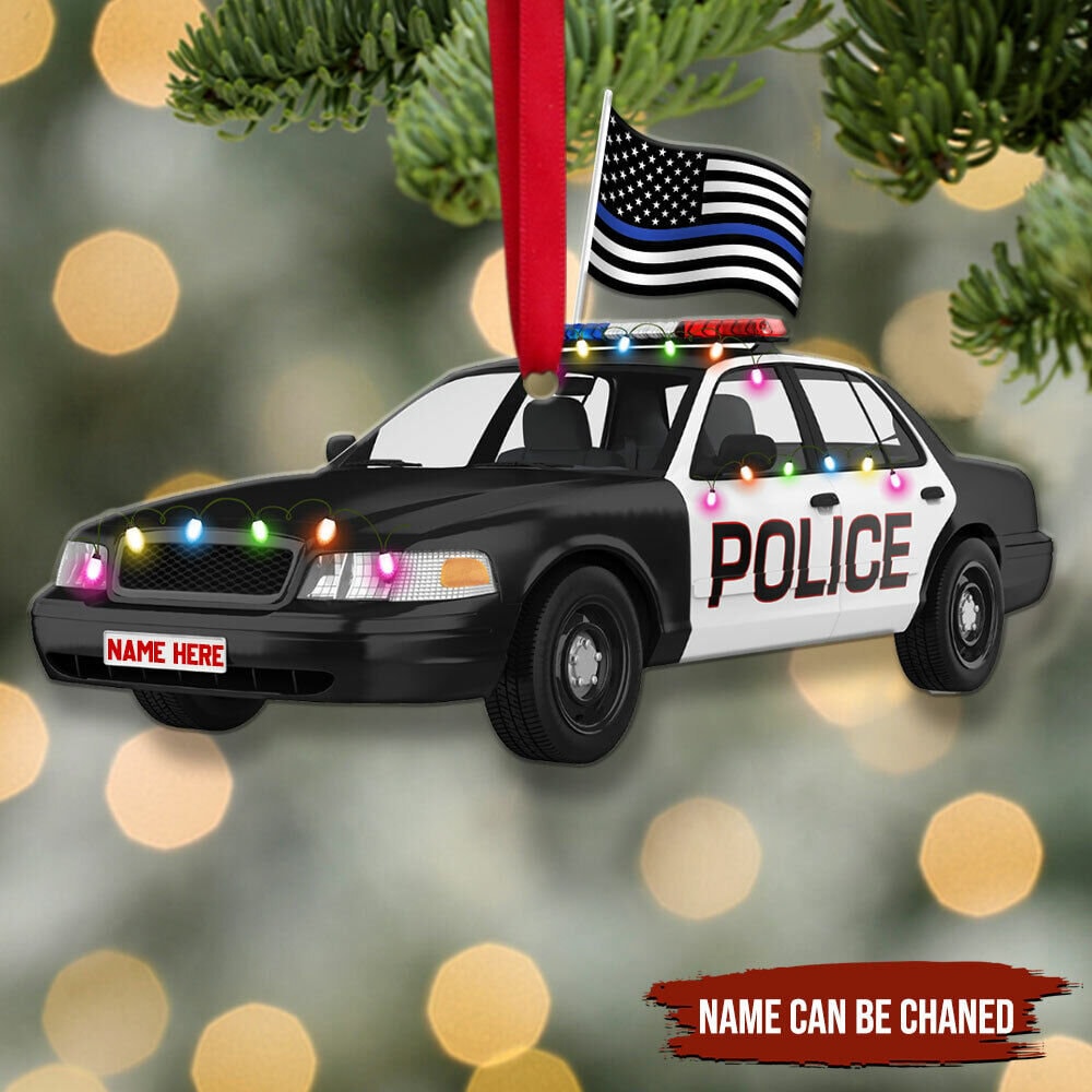 Custom Shape Police Car Ornament Chrisrtmas, Custom Name Police Car Ornament, Christmas Ornament, Gift For Police Ornament - 1.jpg