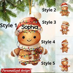 ginger kid christmas ornament, personalized gingerbread cookie christmas ornament