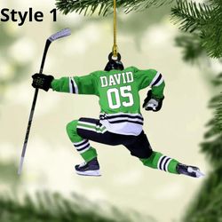 personalized hockey family skates ornament, custom hockey family ornament