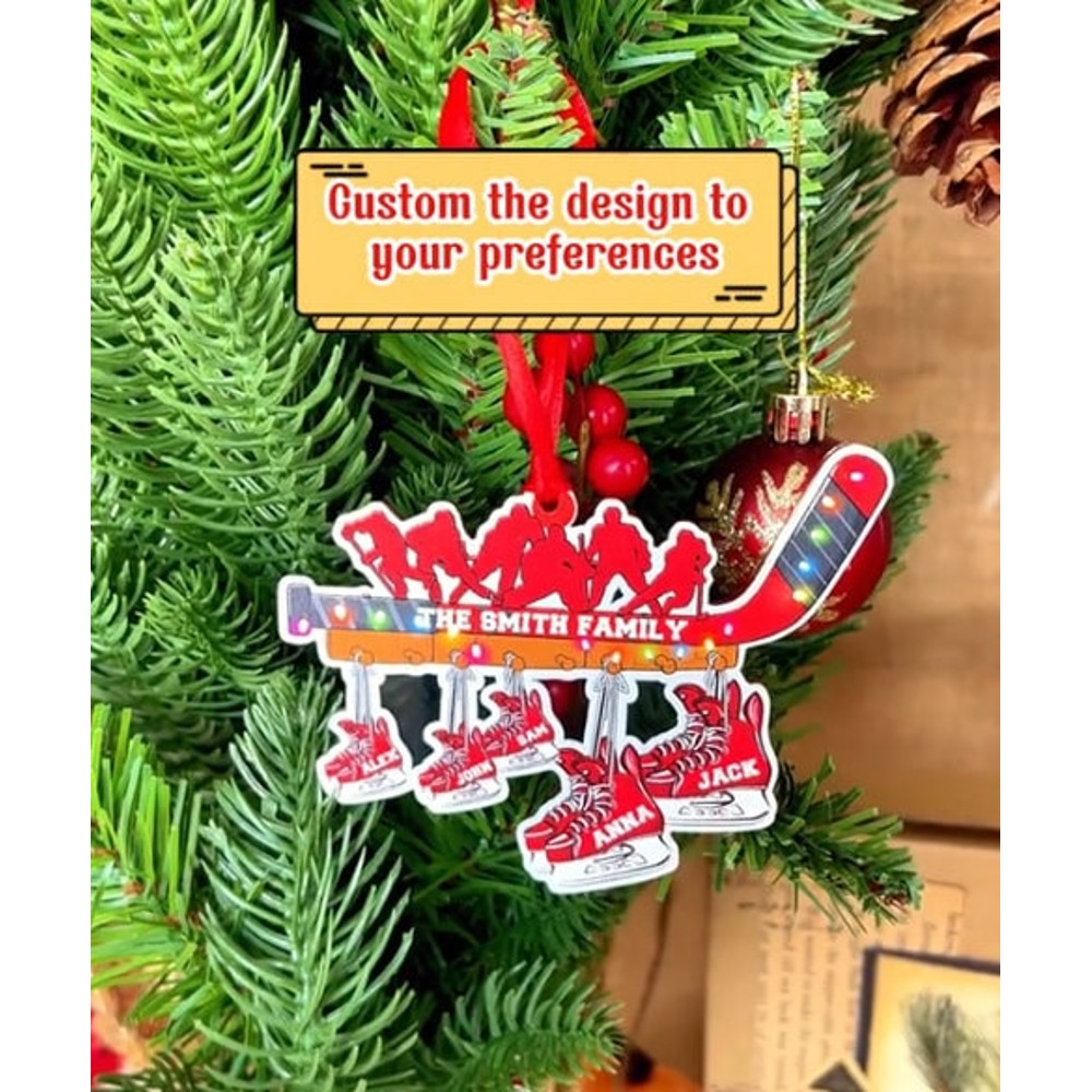 Personalized Hockey Family Skates Ornament, Custom Ice Hockey Family Ornament, Custom Ice Hockey Ornament, Gift For Ice Hockey Lovers - 2.jpg