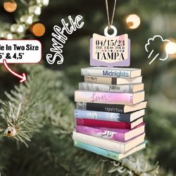 personalized taylor book christmas, custom shape swiftie ornament