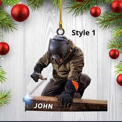 personalized 2d welder acrylic ornament, custom welder ornament