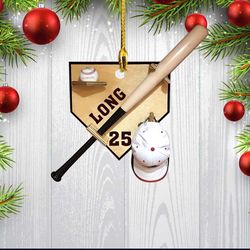 personalized baseball america custom name number ornament, baseball equipment ornament
