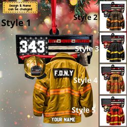 personalized firefighter armor ornament, proud firefighter ornament