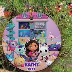 personalized gabby ornament, gabby's dollhouse ornament