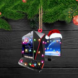 personalized gaming computer christmas light ornament, gaming christmas ornament