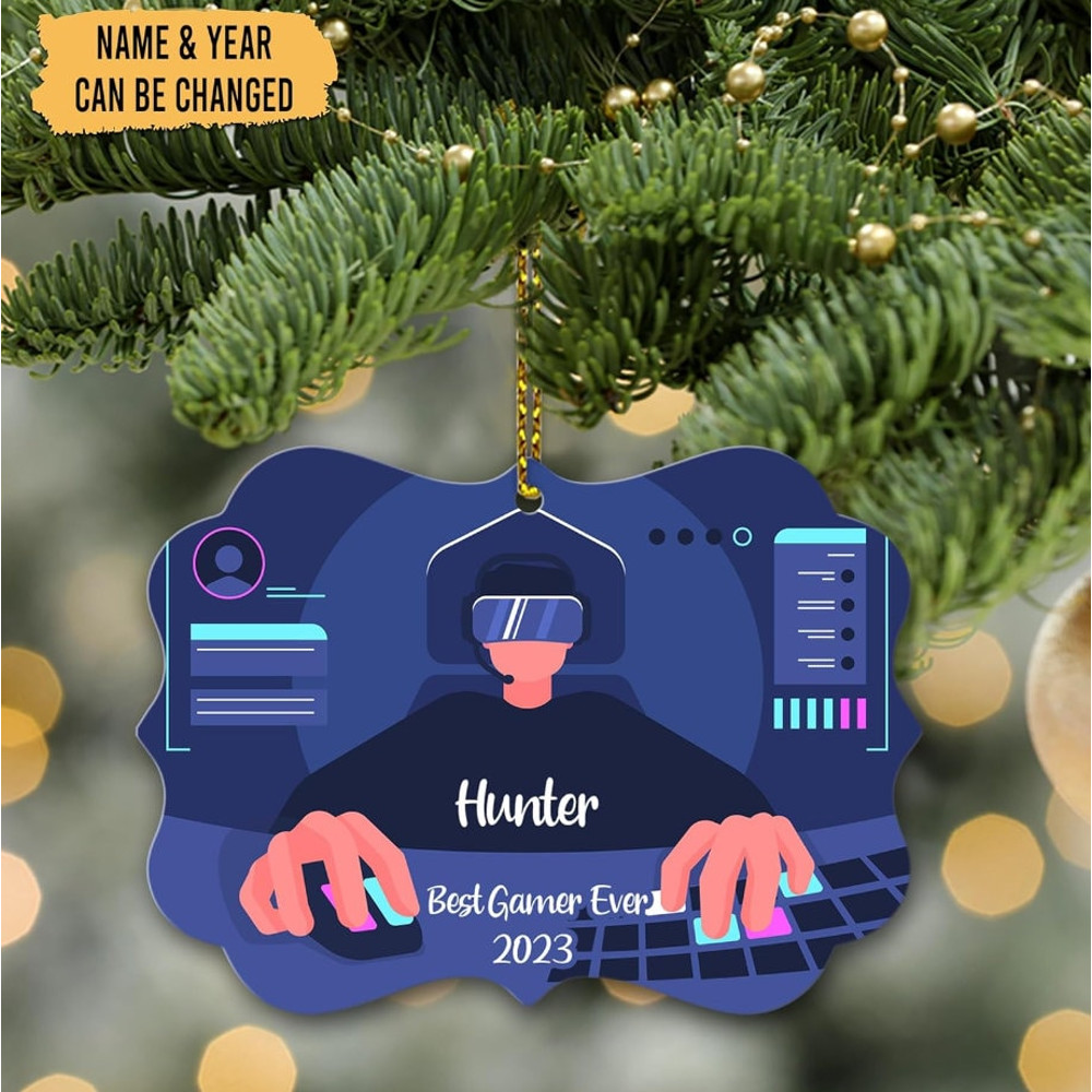 Personalized Video Game Player Christmas Ornament, Tree Hanging Decoration Gift for Gamer Game Player Lover, Best Gamer Ever Xmas Decor - 1.jpg