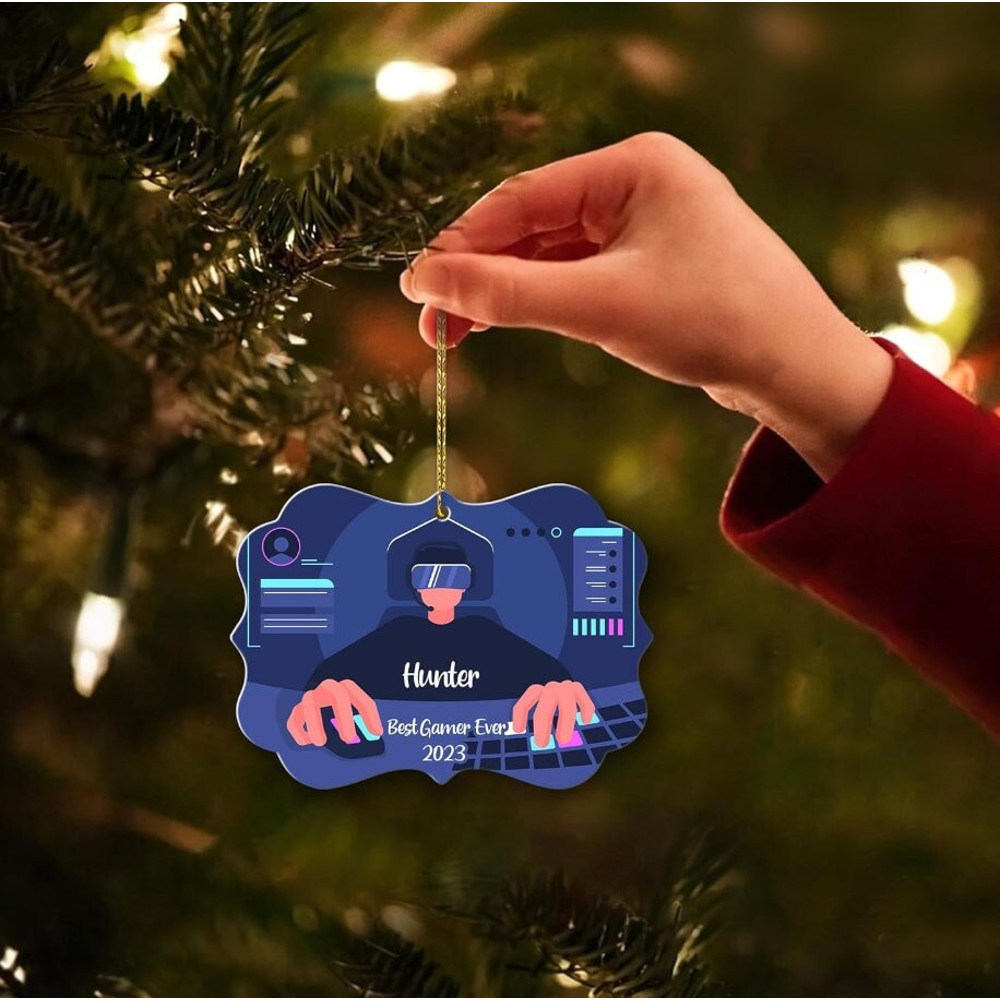 Personalized Video Game Player Christmas Ornament, Tree Hanging Decoration Gift for Gamer Game Player Lover, Best Gamer Ever Xmas Decor - 2.jpg