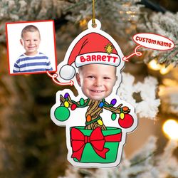 custom photo baby groot ornament, custom name groot ornament christmas