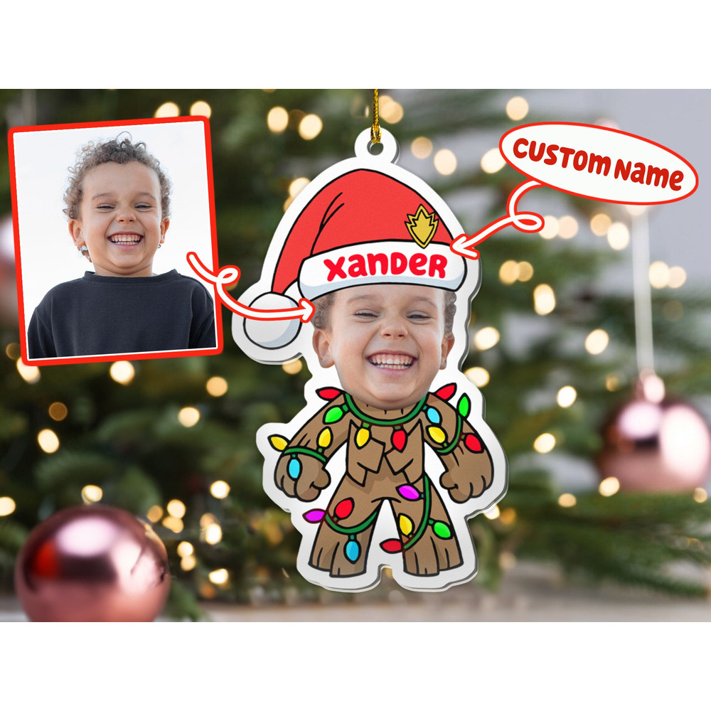 Custom Photo Baby Groot Ornament, Custom Name Groot Ornament Christmas, Custom Mavel Ornament, Gift For Fan Mavel, Christmas Tree Ornamen - 1.jpg