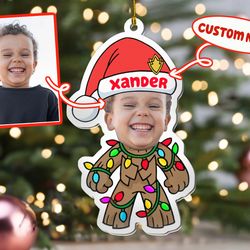 custom photo baby groot ornament, custom name groot ornament christmas