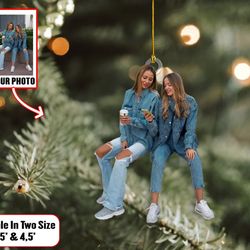 custom portrait best friend photo ornament, customshape photo ornament