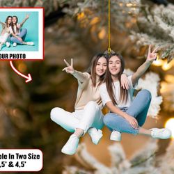 custom portrait best friend photo ornament, customshape photo ornament