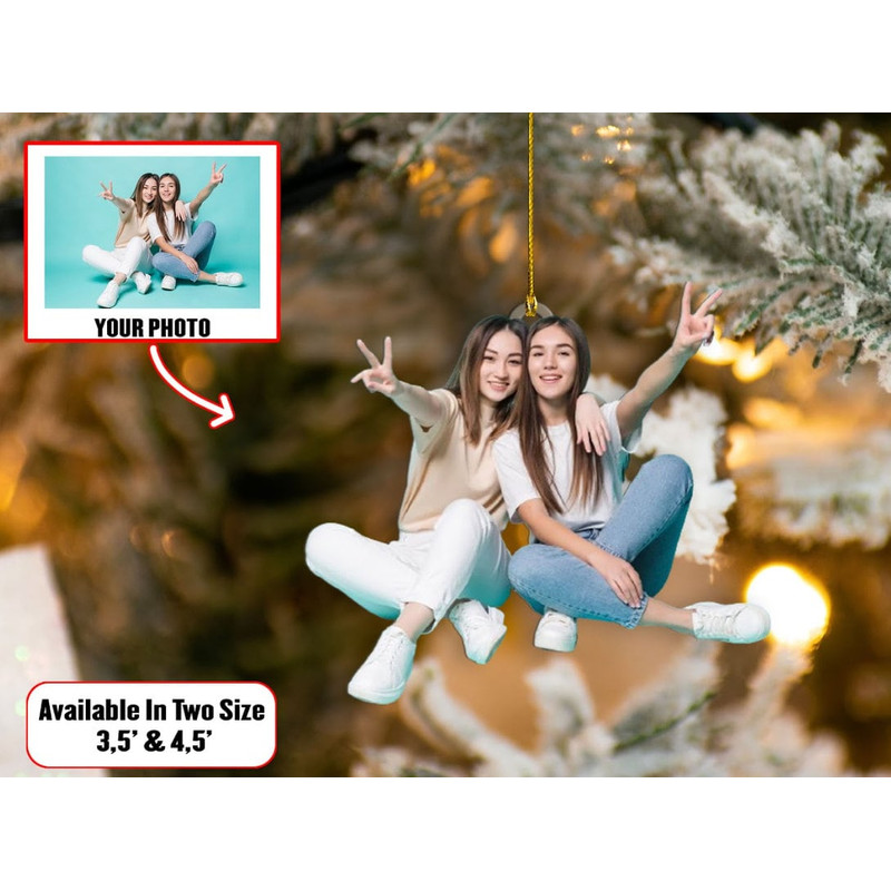Custom Portrait Best Friend Photo Ornament, CustomShape Photo Ornament, Christmas Ball Ornament, Christmas Gift for Friends, Xmas Tree Decor - 1.jpg