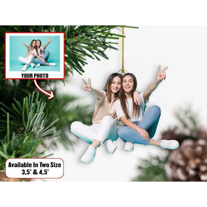 Custom Portrait Best Friend Photo Ornament, CustomShape Photo Ornament, Christmas Ball Ornament, Christmas Gift for Friends, Xmas Tree Decor - 3.jpg