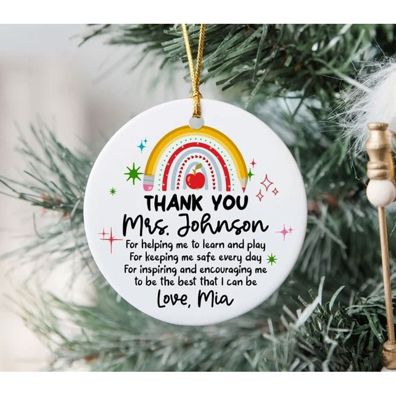 Custom Teacher Ornament, School Gift, Personalized Gift, Custom Name Ornament, Teacher Thank You Gifts, End of Year, Christmas Gift - 1.jpg