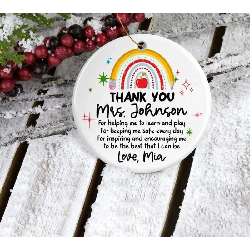 Custom Teacher Ornament, School Gift, Personalized Gift, Custom Name Ornament, Teacher Thank You Gifts, End of Year, Christmas Gift - 2.jpg