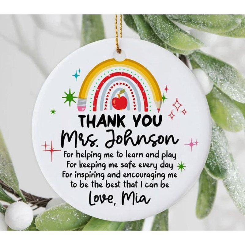 Custom Teacher Ornament, School Gift, Personalized Gift, Custom Name Ornament, Teacher Thank You Gifts, End of Year, Christmas Gift - 3.jpg